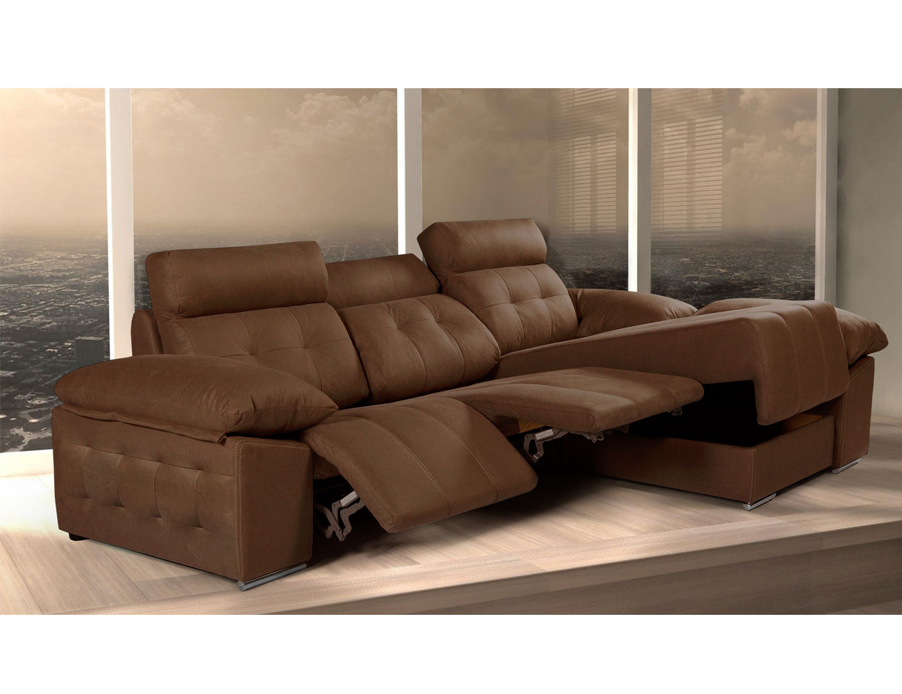 Sofá chaiselongue relax eléctrico y con arcón en tejido Jarama (19751) Factory del Mueble Utrera