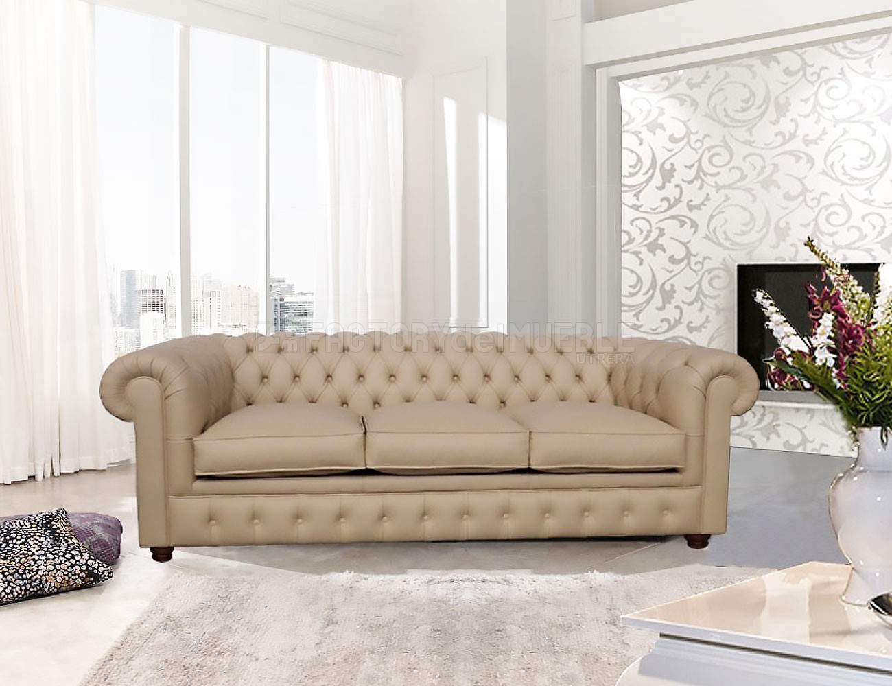 Sofá Chester con capitoné (24531) Factory del Mueble Utrera