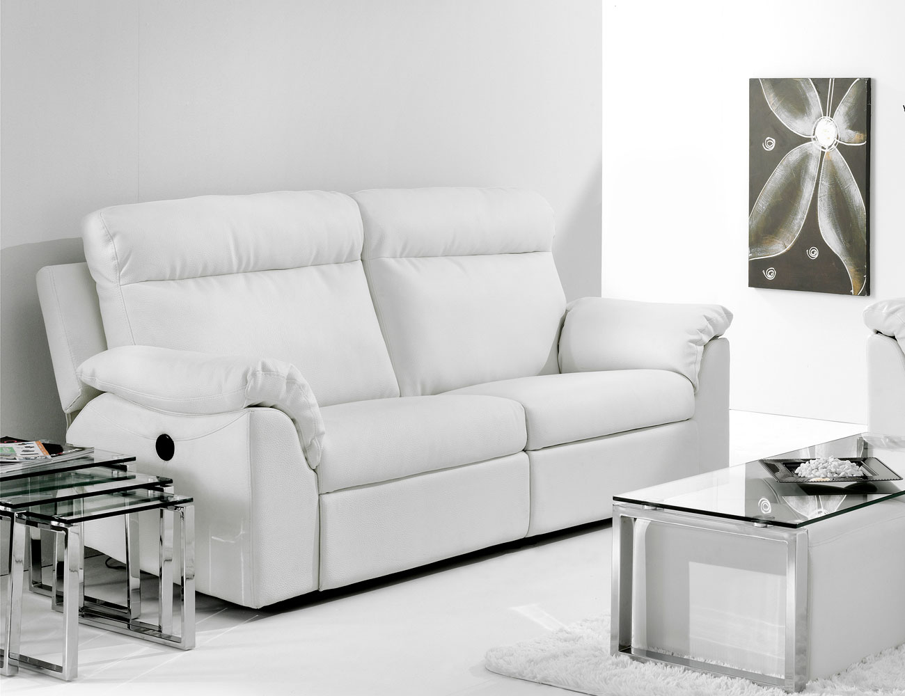 Sofa relax dos motores electrico ecopiel blanco1