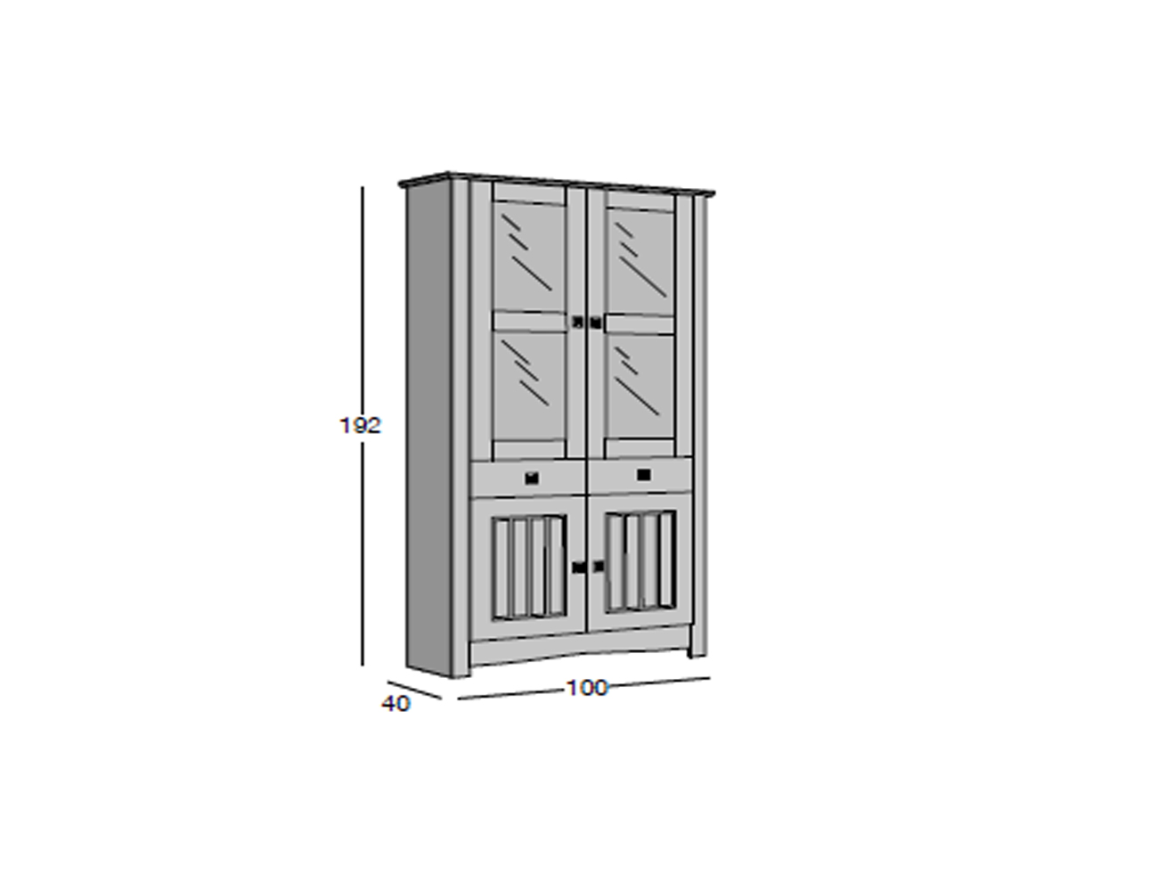 Vitrina 2 puertas madera