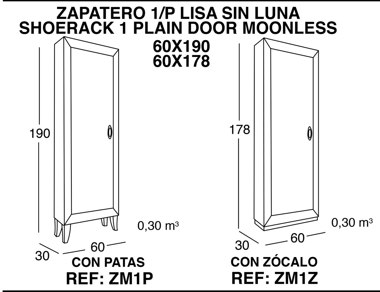 Zapatero 1p lisa sin luna