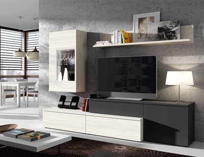 603 mueble salon comedor leds polar antracita