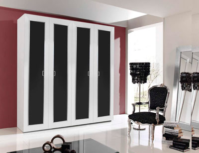 Armario 4p abatibles 240x230x63 blanco negro