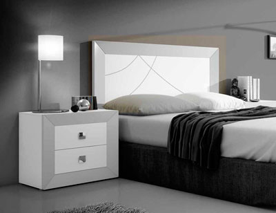 Dormitorio de matrimonio moderno con cabecero en polipiel ... Dormitorios de matrimonio neoclasico blanco