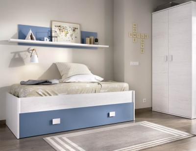 Cama compacta blanca con almacenaje (34641)