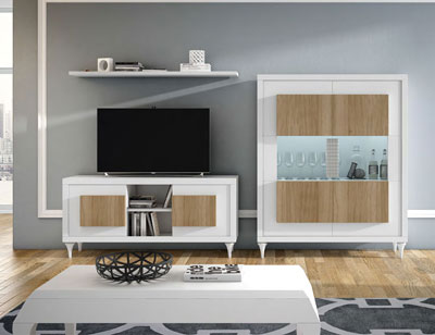 Mueble de salón comedor de gran calidad en madera blanco y color ... Dormitorios de matrimonio neoclasico blanco