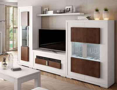 Mueble de salón comedor de gran calidad en madera color blanco y ... Dormitorios de matrimonio neoclasico blanco