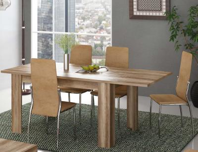 Conjunto 2 mesa comedor extensible color cañon silla tela jarama beige