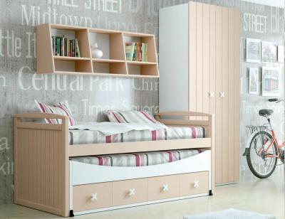 Dormitorio juvenil madera cama nido armario 130