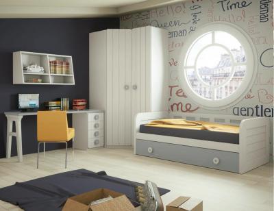 Dormitorio juvenil madera cama nido armario 132
