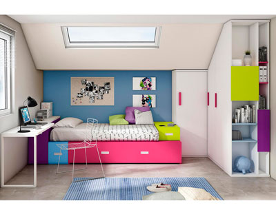 Dormitorio juvenil moderno box cube lila