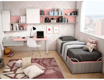 Dormitorio juvenil moderno cama cajones moderno ana2