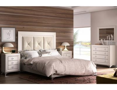 Muebles de dormitorio de matrimonio color blanco roto con piedra ... Color blanco roto para habitacion matrimonio