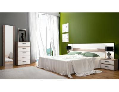 Dormitorio matrimonio cabecero leds sinfonier mural mesita noche