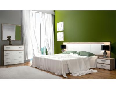 Dormitorio matrimonio cabecero polipiel comoda nelson blanco