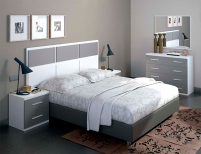 Dormitorio de matrimonio estilo rústico urbano color blanco/gris ...