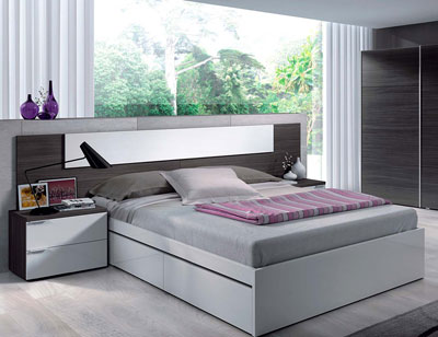 Dormitorio matrimonio moderno barato gris ceniza blanco
