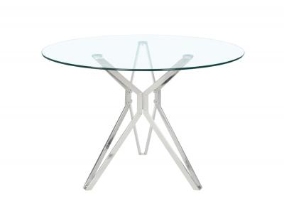 Mesa river redonda crsital biselado patas acero