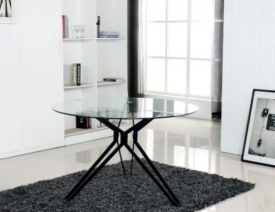 Mesa river redonda crsital biselado patas negras