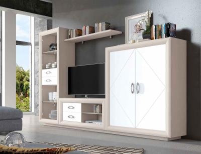 Mueble salon comedor neoclasico vitrina blanco gris coco