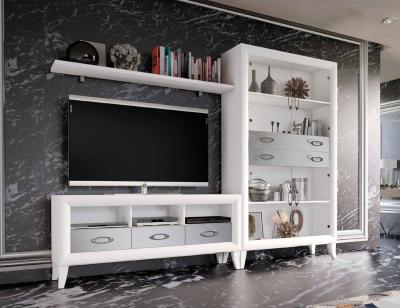 Mueble salon comedor romantico blanco plata 16