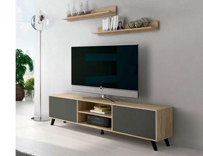 Mueble salon soto cambrian grafito estantes