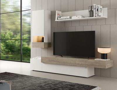 Composición salón con módulo tv y complemento colgar. Merkamueble