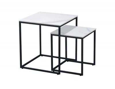 Set nico pau roble marmol blanco patas negro mate