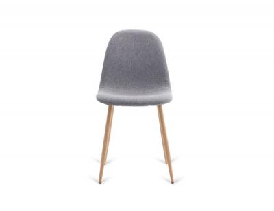 Silla cordoba tela barrel gris con patas metálicas efecto madera