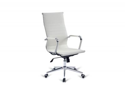 Silla paris alta polipiel blanco base cromado