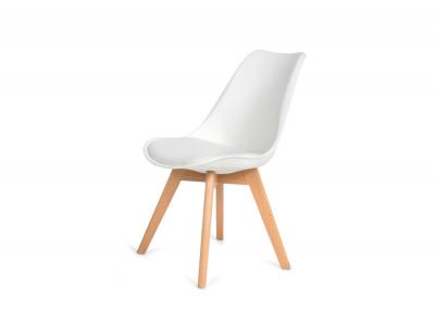 Silla super dereck blanco con patas de madera maciza