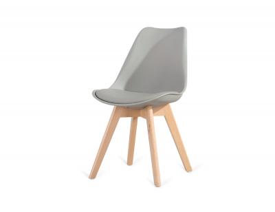 Silla super dereck gris con patas de madera maciza