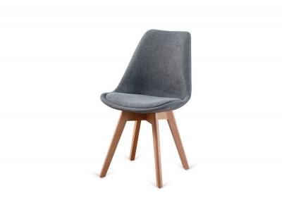 Silla super dereck tela gris con patas de madera macizas