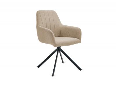 Sillon giratorio gabi beige tostado patas metalicas negras