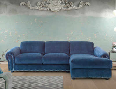 Sofa chaiselongue gran lujo decorativo azul